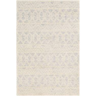 Joss & Main Greta Handmade Flatweave Winter White/Twilight Blue