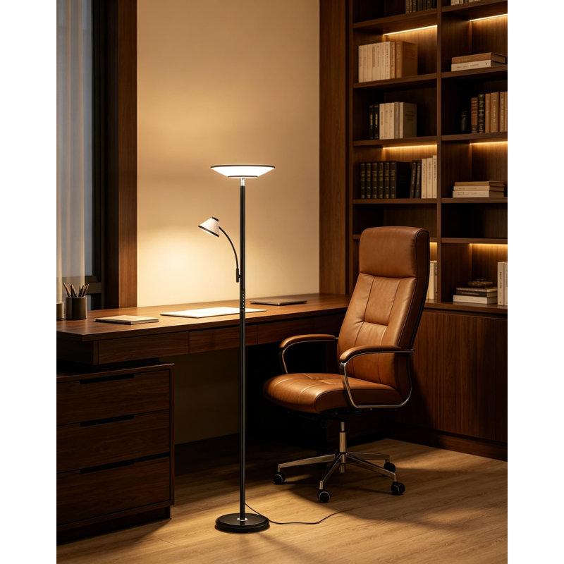 Lampe sur pied moderne avec télécommande et interrupteur mural, 60 effets d'éclairage, lumière de lecture et veilleuse à col de cygne réglable pour le salon, la chambre à coucher, le bureau