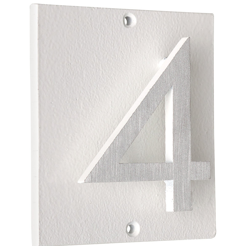 Plaque d’adresse murale sur 1 ligne flottante, Blanc, Nickel satiné deux tons, Oui