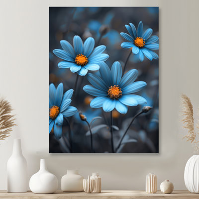 Monochromes bleu et gris marguerites brumeuses Photo II - marguerites Wall Art salon