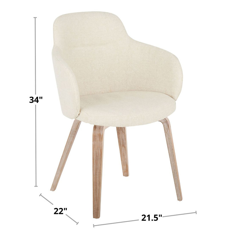 Beige Upholstered Wood Arm Chair Set of 2