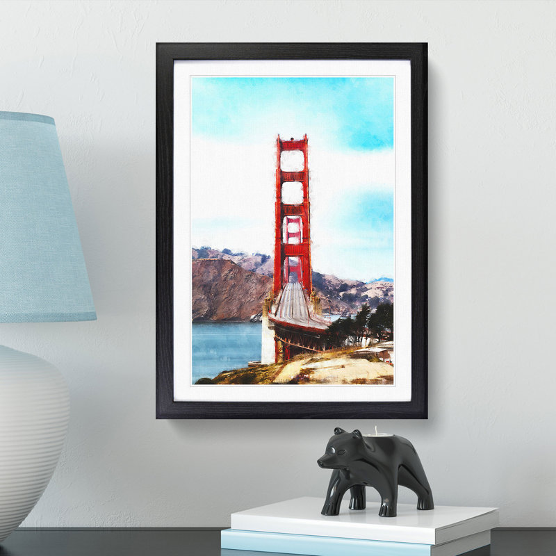 Golden Gate Bridge - Picture Frame Painting Print, 87cm H x 62cm W x 2cm D, Black Framed