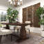Ensemble de décoration murale en bois sculpté à la main à motif floral en bois brun avec mandala