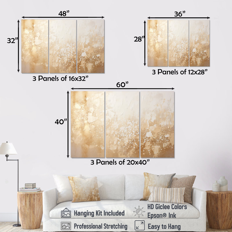 «Sediments Abstract Story I», ensemble d'art mural abstrait, Toile tendue, H 40 po x l 60 po x P 1 po