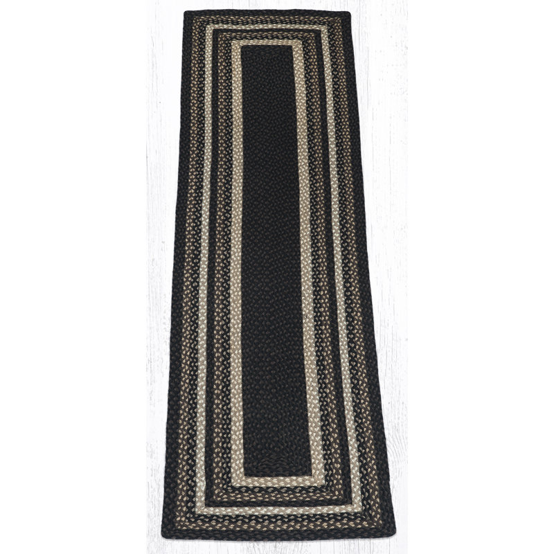  Mocha/Frappuccino Oblong Braided Rug Handwoven Jute, Runner 2' x 8'