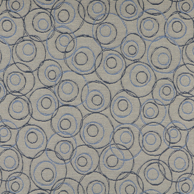 Tissu géométrique circulaire, Bleu / gris