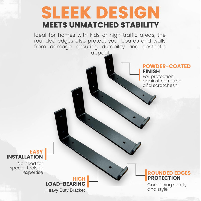 Alaisha Metal Bracket Shelf, Black