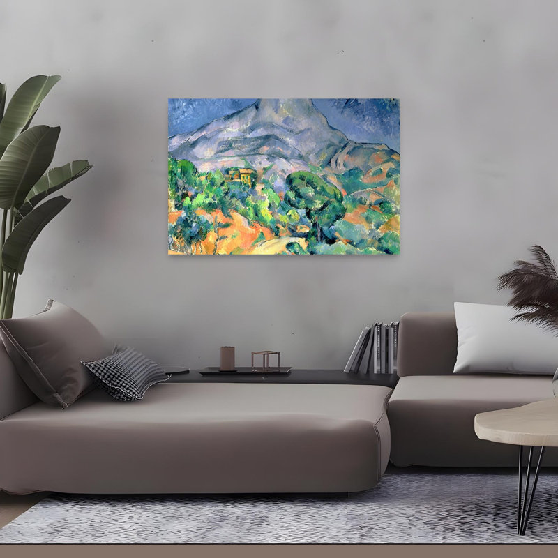 Mont Sainte-Victoire, France 1900 Impression d'art mural contemporain, H 32 po x l 48 po