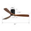 Ventilateur de plafond 52 pouces avec 3 lumières et 3 pales en bois massif