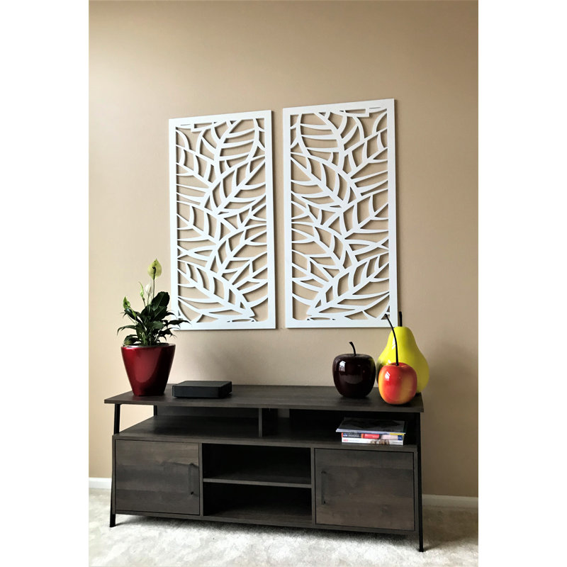 White Leaf Veins PVC Decorative Wall Panel, 48" x 24"