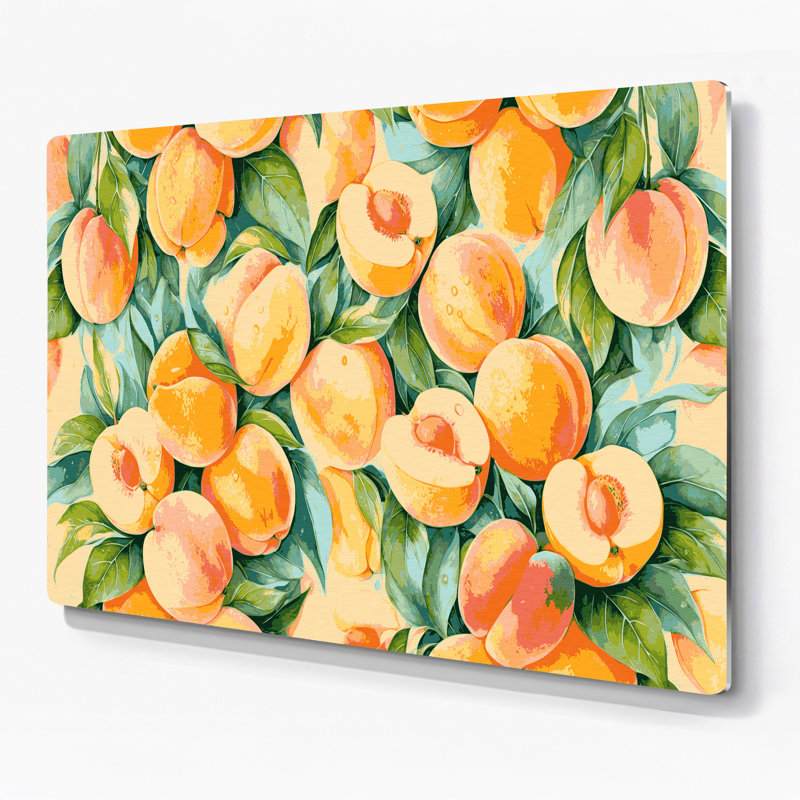 Fruit, abricot brun, art mural en métal, H 11 po x l 14 po