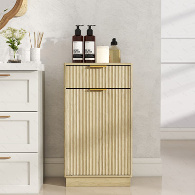 Armoire de contrôle des déchets intelligente à deux zones avec bacs cachés et finition élégante à grain de bois pour les cuisines modernes