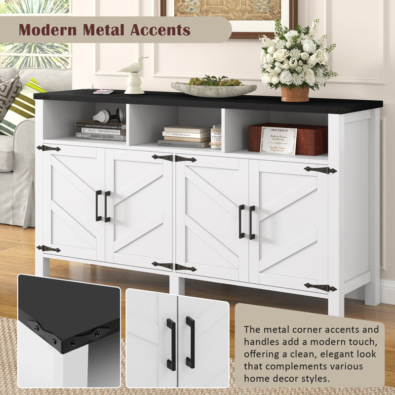 59'' Wide 4 - Door Filing Credenza Office Storage Cabinet, White