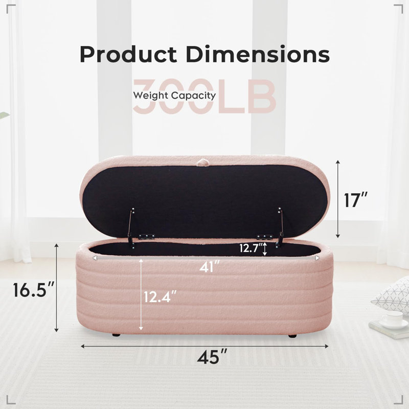 Banc de rangement avec repose-pieds Skandar, Rose