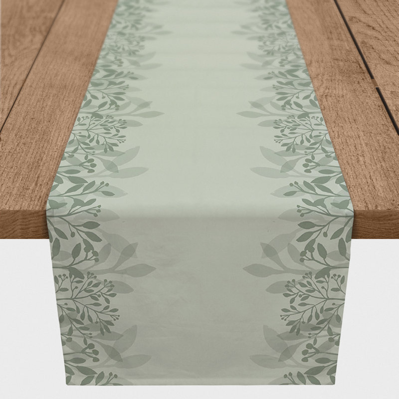 Martell Rectangular Floral Table Runner, 90" x 16", Green