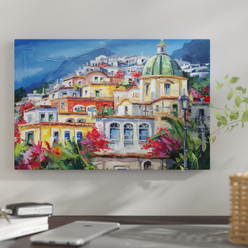 «Costa AmalFitana» par Roberto di Viccaro, reproduction sur toile tendue sur châssis, H 18 po x l 26 po x P 1,5 po