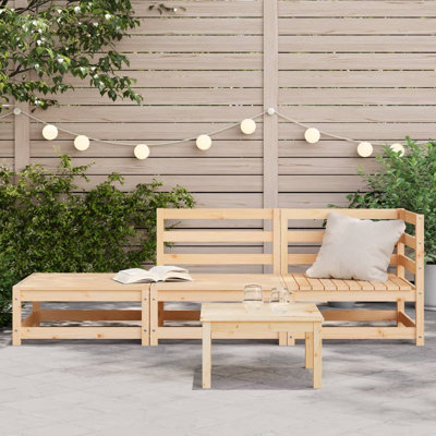 Ophelia & Co. Patio Sofa With Footstool 2-Seater Solid Wood Pine by Ophelia & Co.