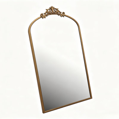 24x43 Inch Arched Wall Mirror, Ornate Baroque Metal Frame with Garland Detail for Entryway, Living Room, Bedroom