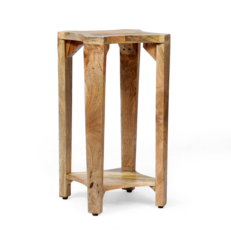 Table de bout en bois massif avec rangement, 2, Naturel