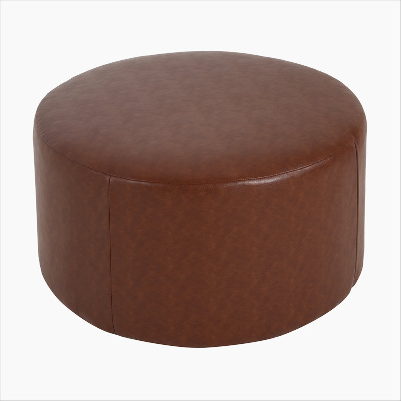 Dimetra Modern Velvet Upholstered Round Ottoman, Brown