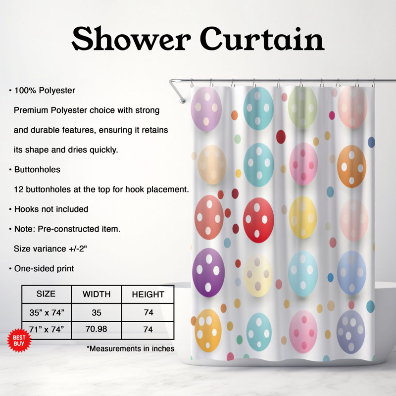 Rideau de douche Dots Art - Premium, H 74 po x l 71 po