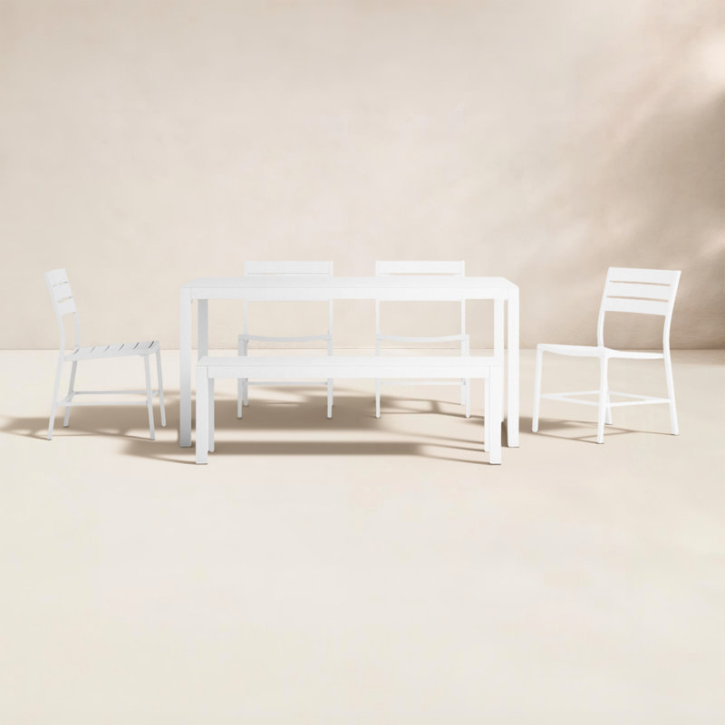 Ensemble repas d'extérieur rectangulaire pour 6 personnes 64 "Armando, Blanc