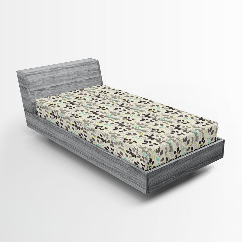 Ensemble de 2 draps-housses Ambesonne, Drap-housse de taille simple, Multicolore / floral 24