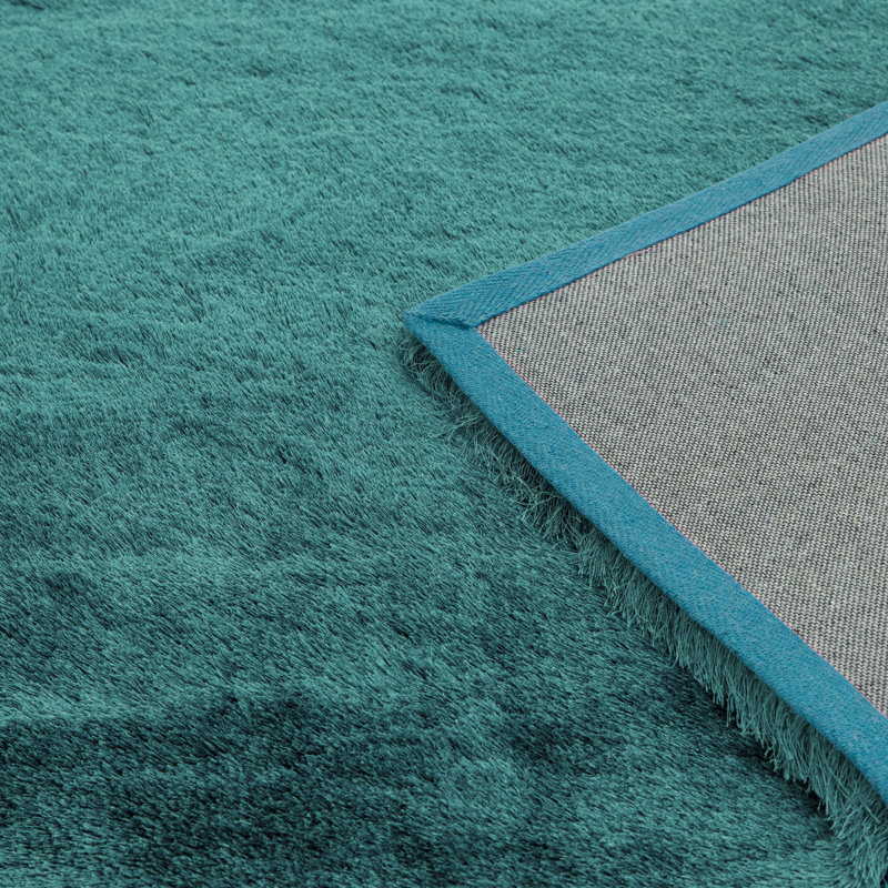 Makaila Silky Shaggy Dark Teal Area Rug, Rectangle 140 x 200cm