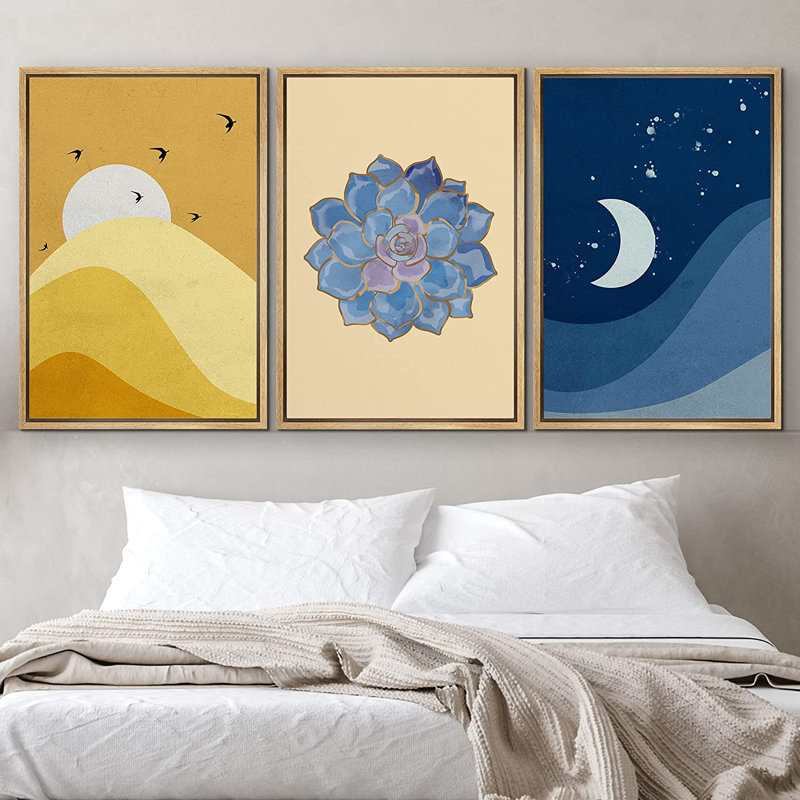 3 pièces, cadre flottant, impression sur toile, H 24 po x l 48 po x P 1,5 po, Naturel