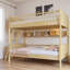 Lit superposé en bois avec 3 tablettes de rangement et échelle interchangeable-59842251