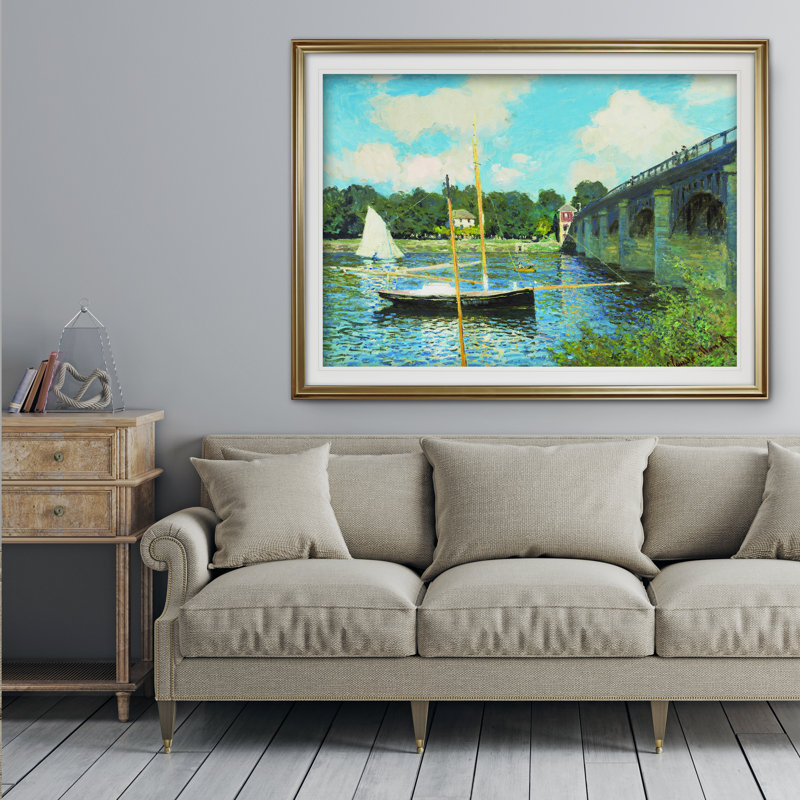 « japanese foot bridge » par claude monet print, Cadre doré, H 24 po x l 32 po x P 1,5 po
