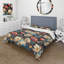 Ensemble de housse de couette rétro beige et corail à motif floral nostalgie-1839791155
