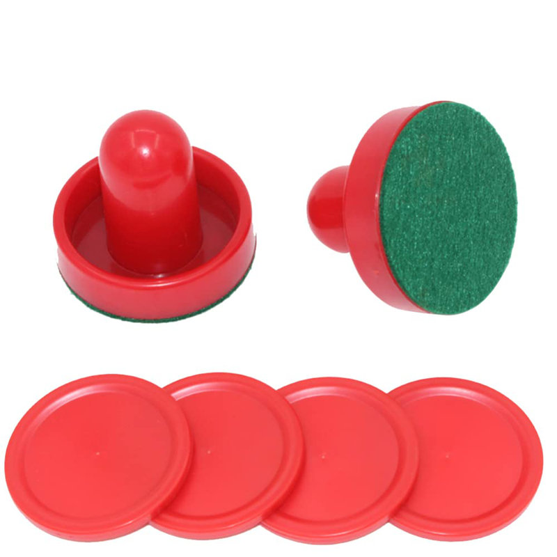 Ensemble de poussettes et de rondelles de hockey pneumatique, accessoires de remplacement pour mini-pagaies de 60 mm avec poignées de but - rouge tel qu'illustré