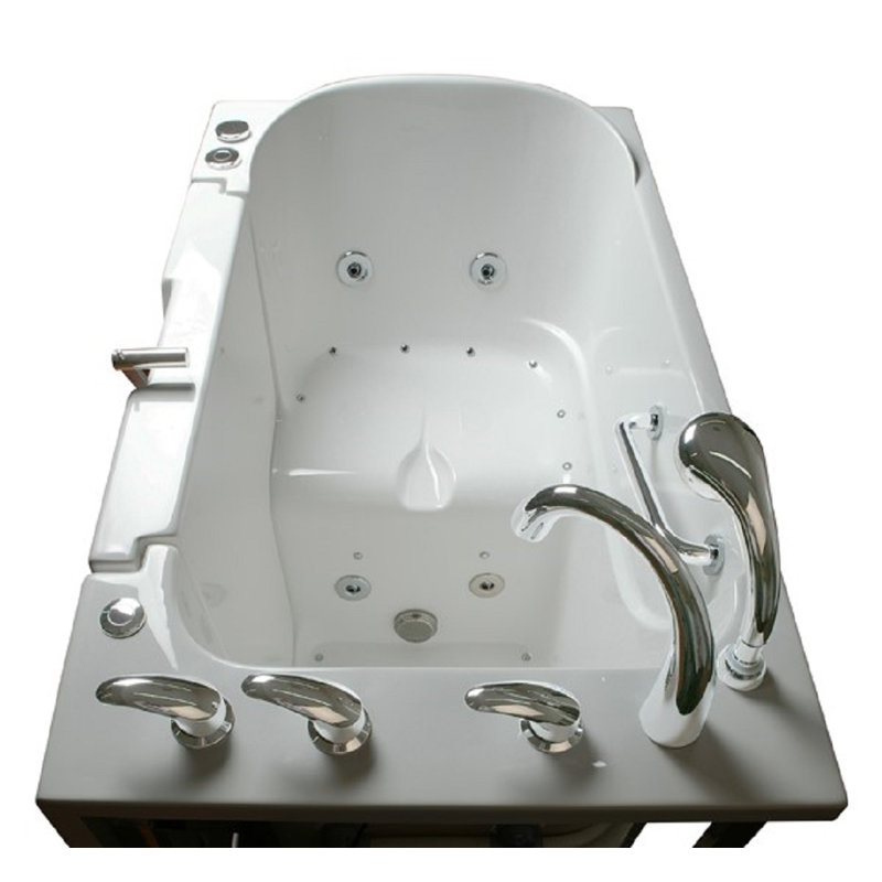 52'' x 32'' Fiberglass Bathtub with Faucet, Right, White