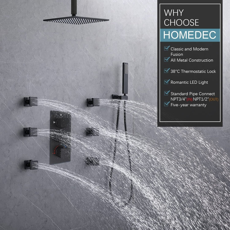 Ensemble de pomme de douche avec valve brute