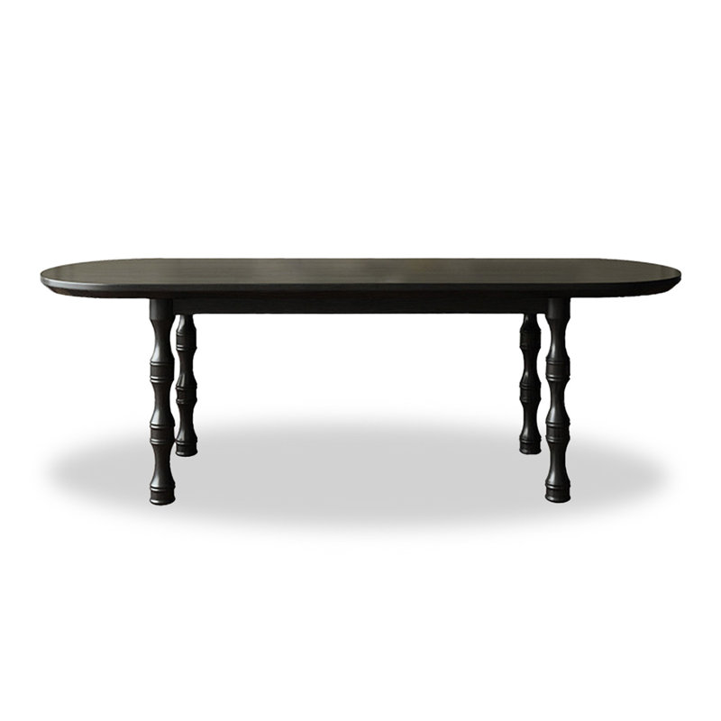 Table de salle à manger ovale noire en bois massif, H 29,53 po x L 55,12 po x l 27,56 po