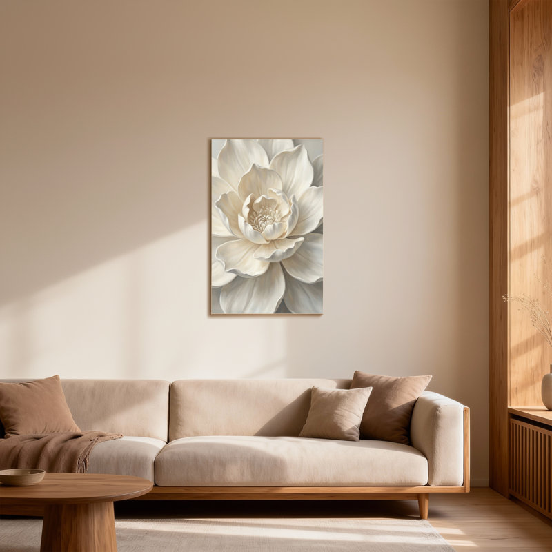 «Plants & Flowers White Flower Close Up», reproduction d'art, H 32 po x l 48 po