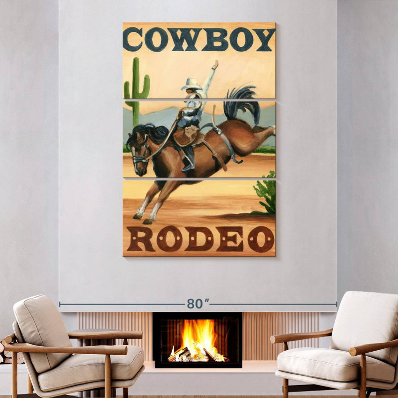 Lelar Cowboy Rodeo, 74" H x 48" W