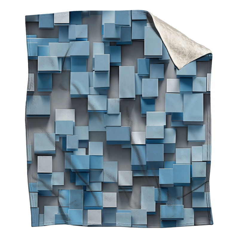 Couvertures bleues à blocs 3D, 60in W x 80in H