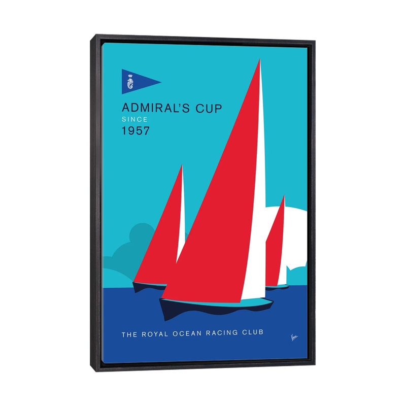 1957 - Admirals Cup - reproduction d'art murale - toile encadrée, 48 po x 32 po, Toile avec cadre, Noir patiné