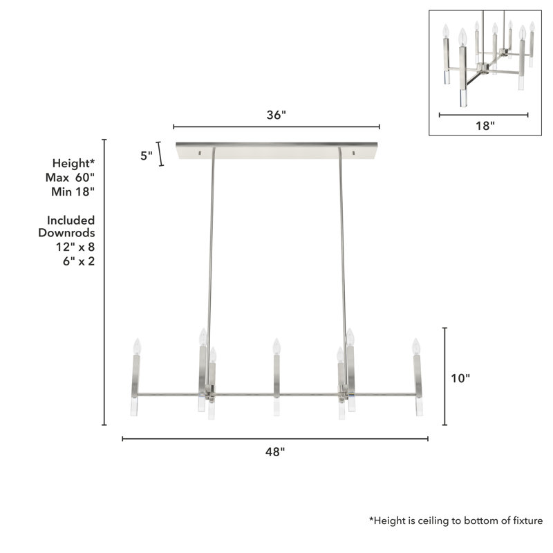 Sunjai Brushed Nickel 7-Light Linear Candlestick Chandelier