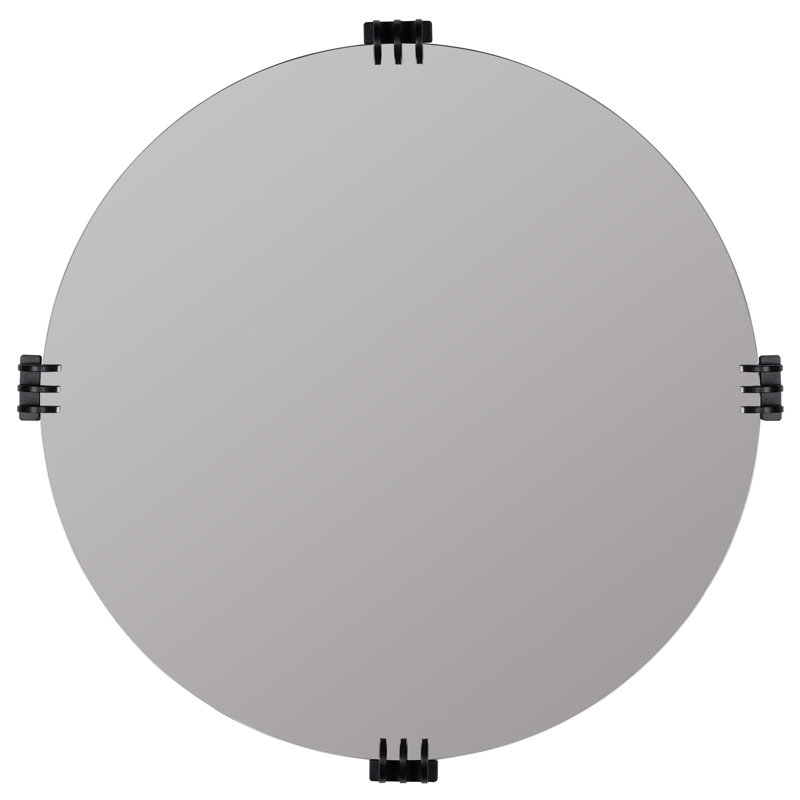 Aubrey Round Beveled Mirror, Black