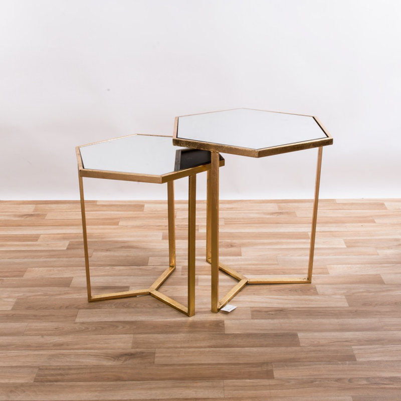 Harva 2 Piece Nest of Tables, Gold