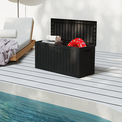 Boîte de rangement étanche en plastique noir 72GAL, petite boîte de rangement pour outils d'extérieur