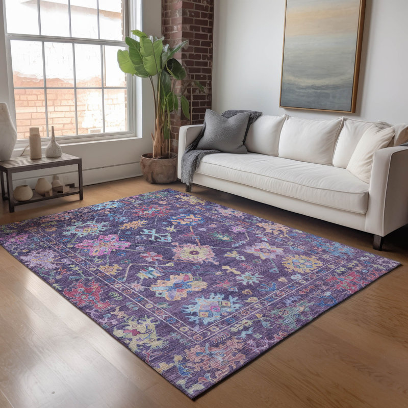 Tapis intérieur / extérieur lavable à la machine Kaczor ACN2234 Global, Rectangle 10 pi x 14 pi