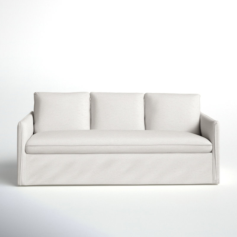 Bellatrix 83'' Slipcovered Sofa, Drusky Moonglow Sustain® Basketweave