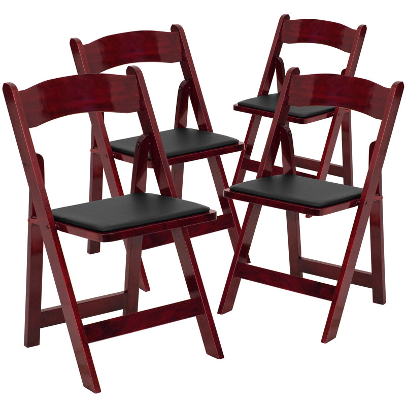 Chaises pliantes en hêtre avec sièges rembourrés Thornfeldt, Acajou 