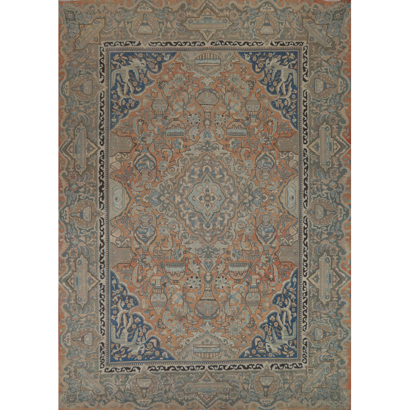 Tapis orange médaillon traditionnel 9 x 12