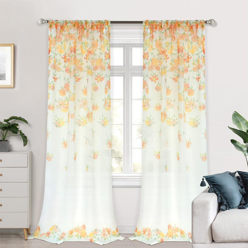 Paire de rideaux transparents Rhayne Ployester, L 52 po x L 96 po