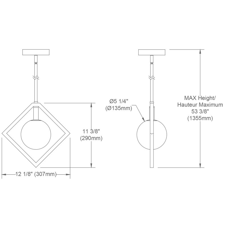 Luminaire suspendu géométrique 1 lumières simple Cerda